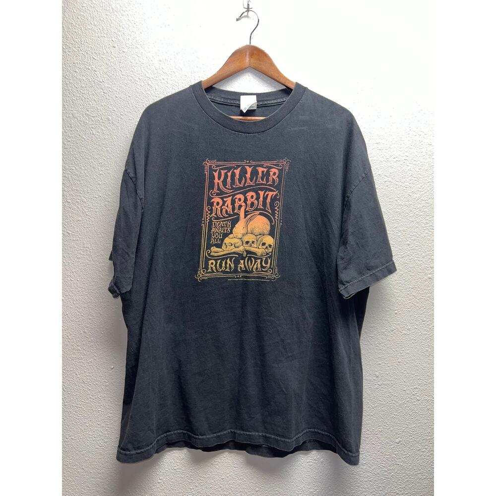 Vintage Monty Python Shirt Killer Rabbit Death Awais Black Graphic Tee 2XL